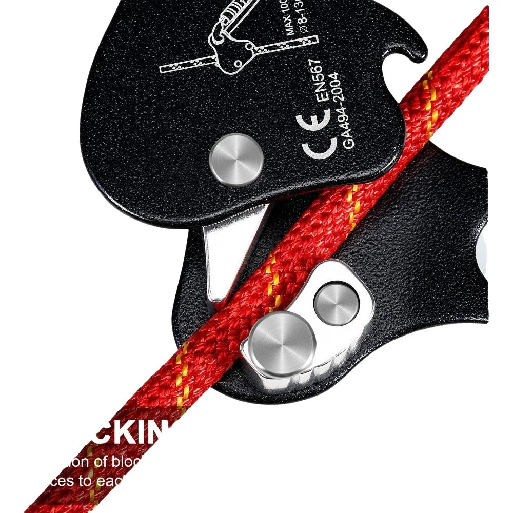 Outdoor 8-13mm Rope Rock Climbing Ascender Arborist Climbing Anti-Fall Rope Gripper Rigging Self-Lock Rope Protection Device