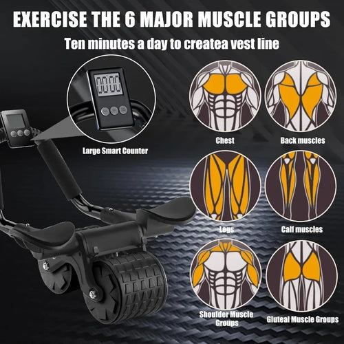 Ab Roller for Abdominal Exercise Machine with Automatic Rebound Dolly Core Strengthening Trainer Fitness Belly Training Equipme