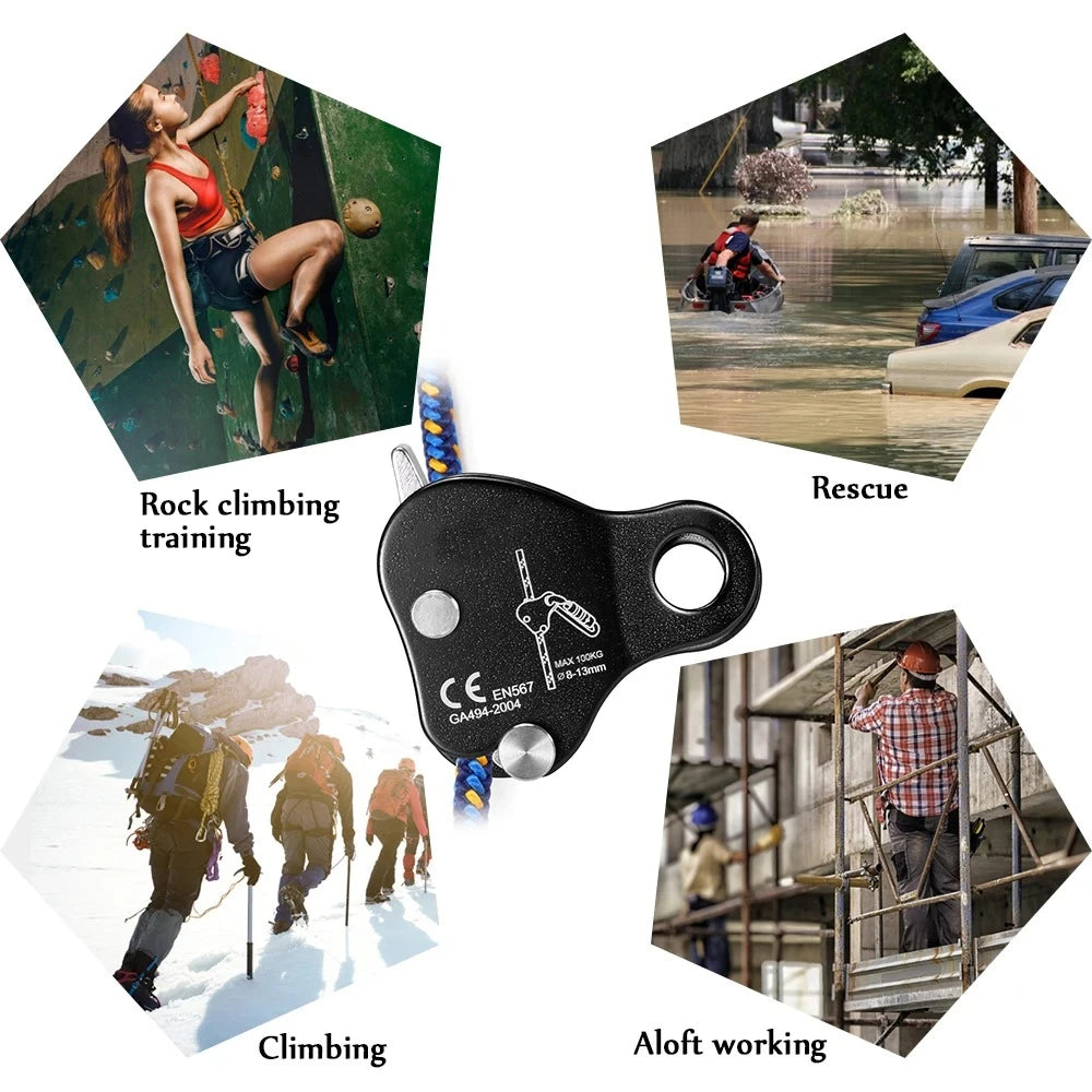 Outdoor 8-13mm Rope Rock Climbing Ascender Arborist Climbing Anti-Fall Rope Gripper Rigging Self-Lock Rope Protection Device